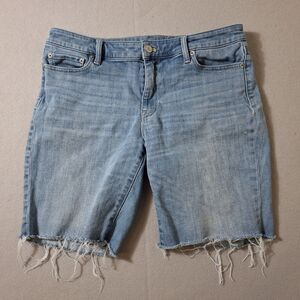 Talbots Flawless Girlfriend Shorts Size 10 32x8.5 Blue Denim Raw Hem Summer
